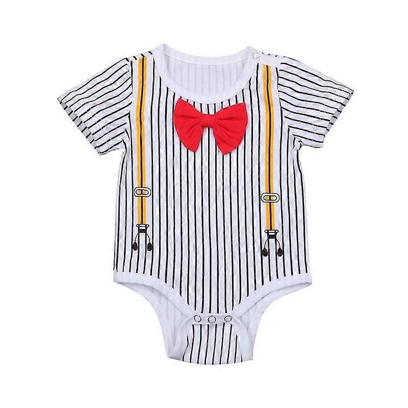 Summer Baby Boy Striped Bowtie Romper