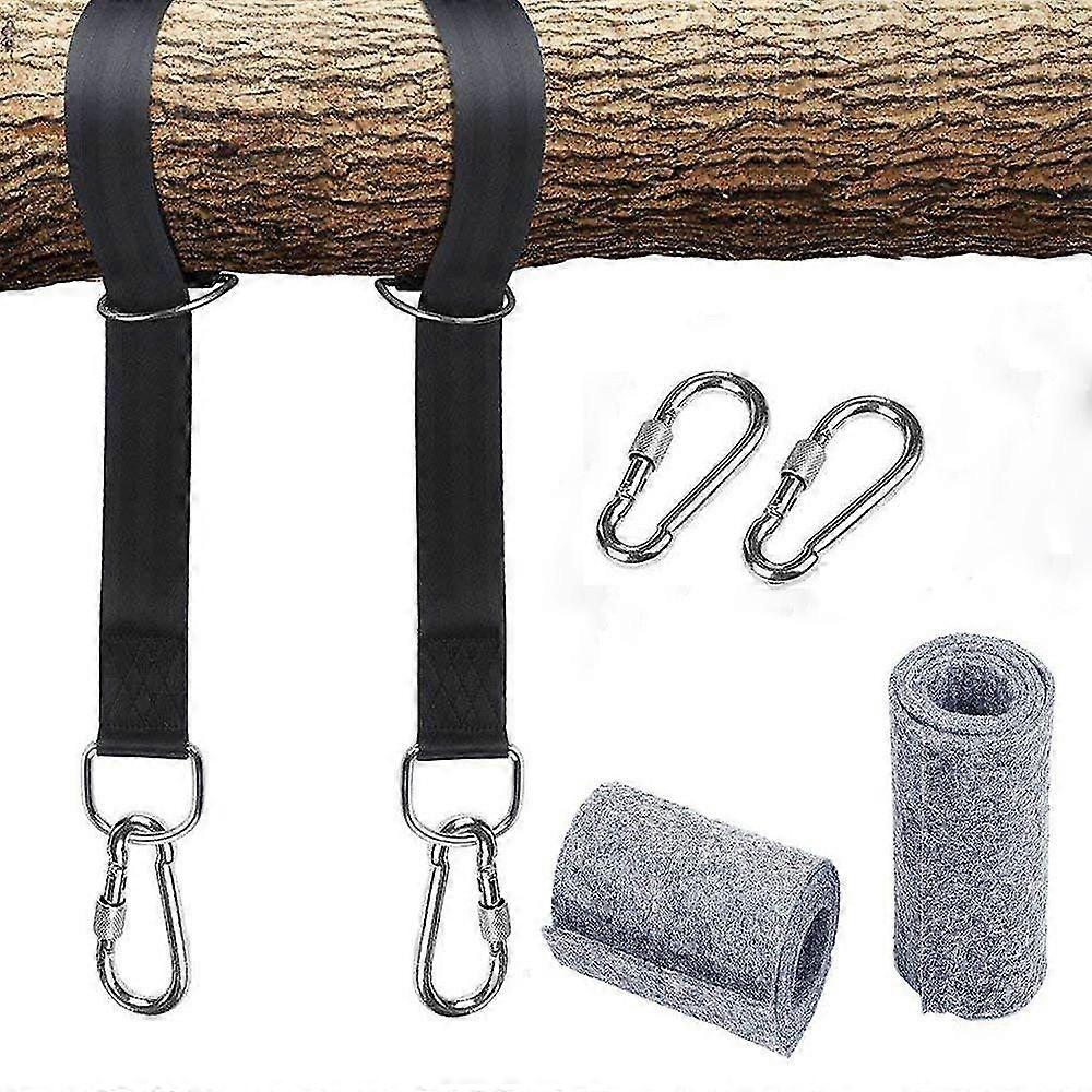 Hammock Attachment Swing Suspension Harness Kit With 2 Heavy Duty Carabiners And D-rings, Holds Up To 550 Kg With Storage Bag, Tree Protection Pad