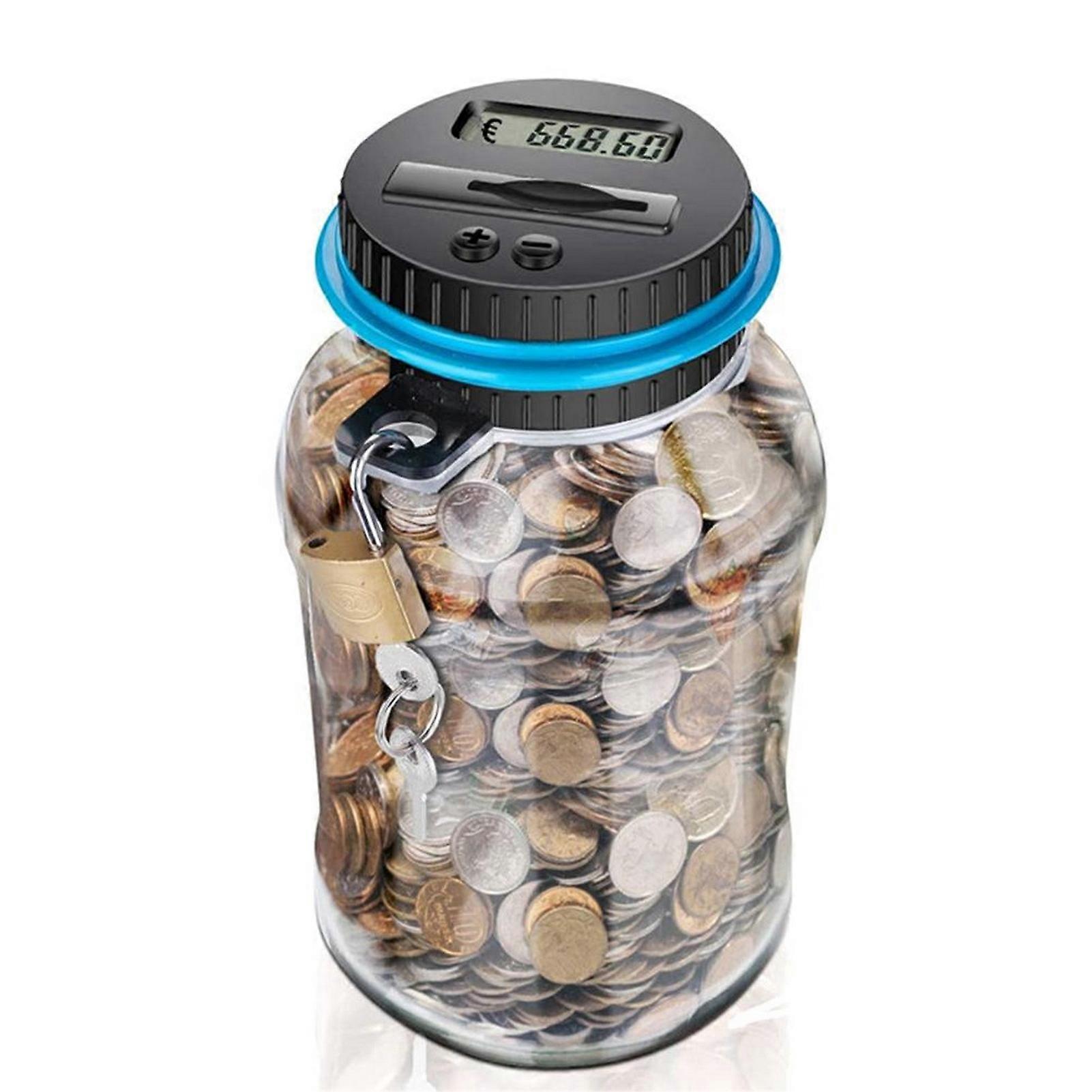 Electronic Digital Coin Money Box with LCD Display Smart Counter Piggy Bank with Key Lock