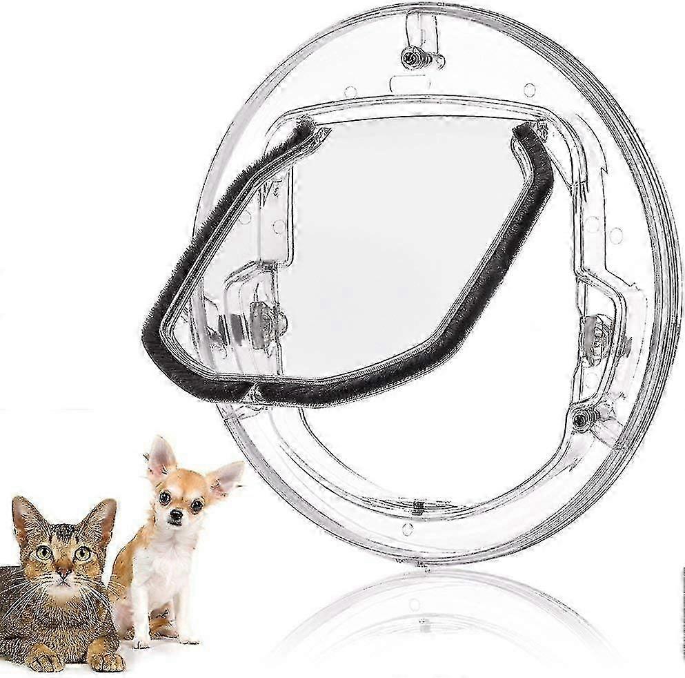 Pet Cat Flap Small Door For Dogs And Cats With 4 Locking Ways Round, White And Transparent Random To Send
