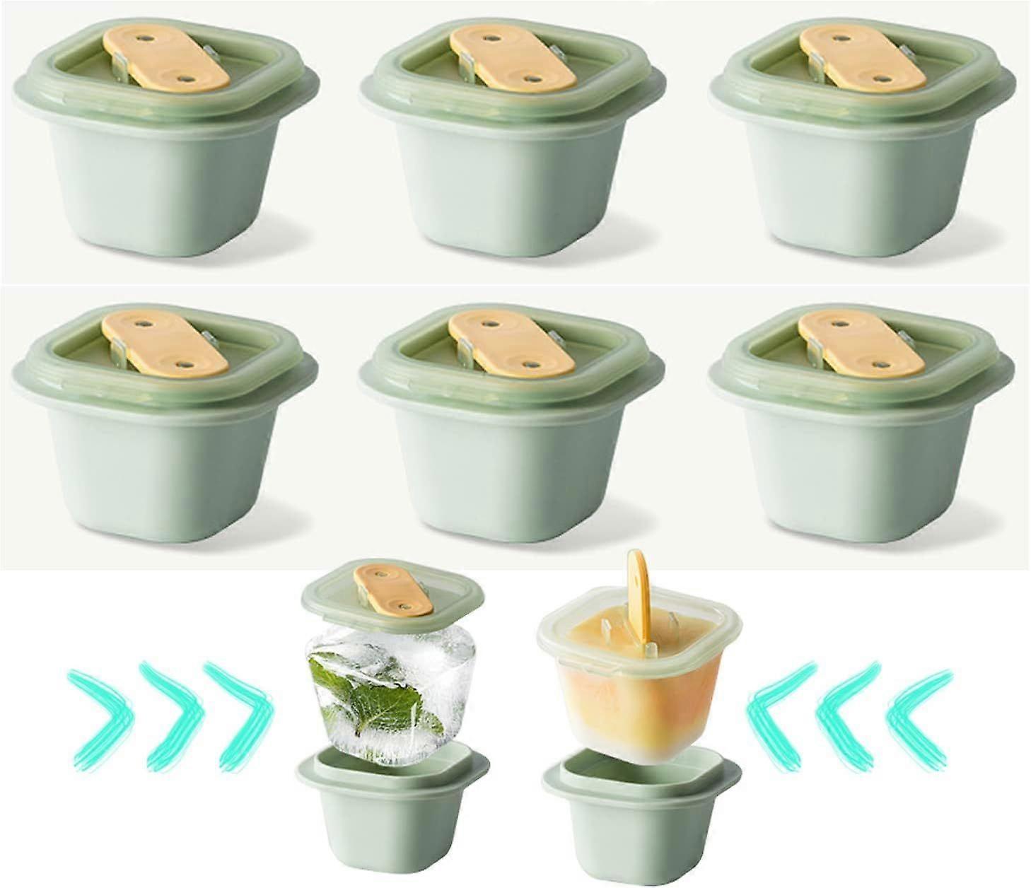 Silicone Ice Cube Tray & Popsicle Mold,Dual-use DIY Ice Pop Mold with Plastic Sticks,Lollipop and Ice Cream Mould,Ice Cube Trays(6 Pcs)