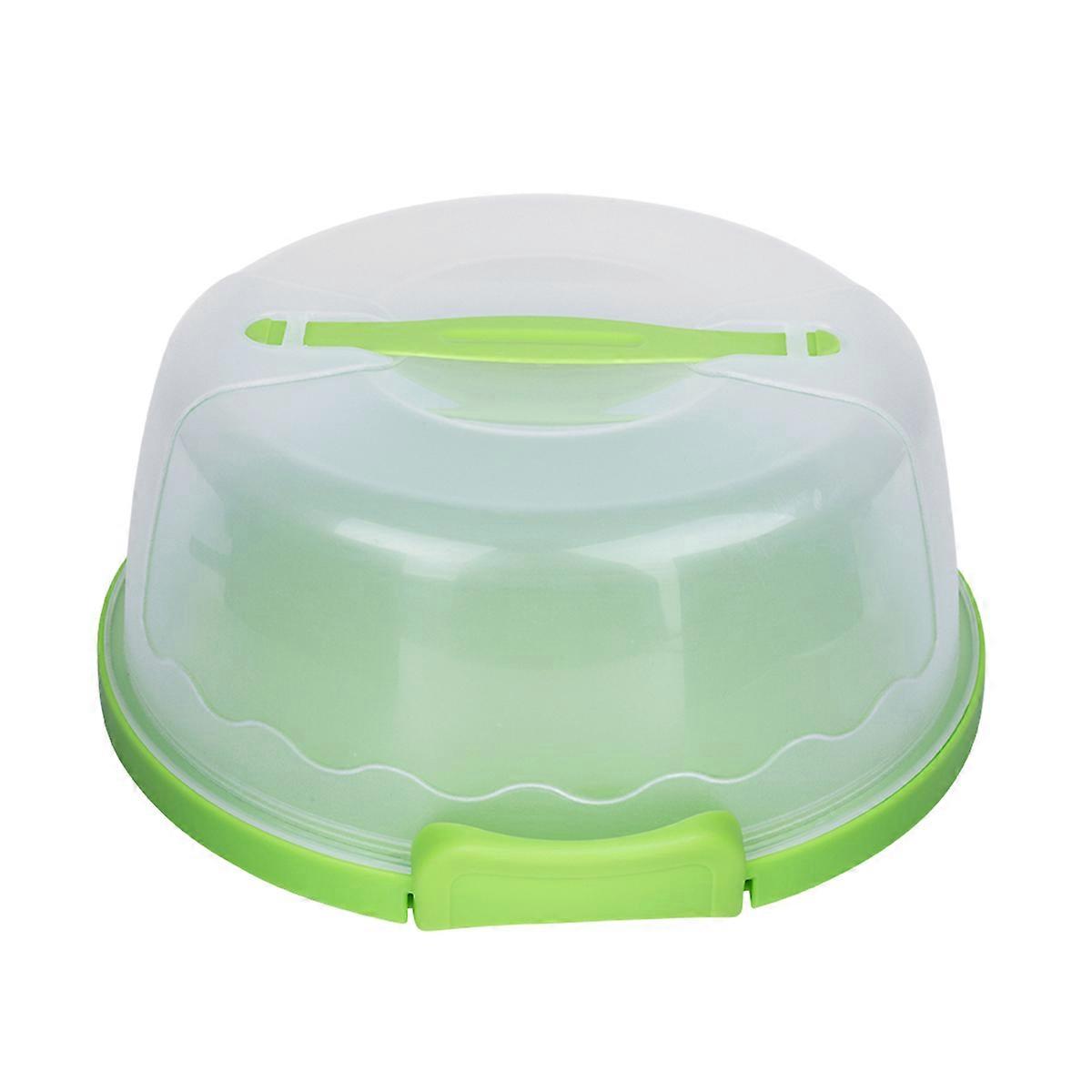 Portable Round Clear Cake Carrier Storage Container Server Locking Lid Handle 10Inch Green