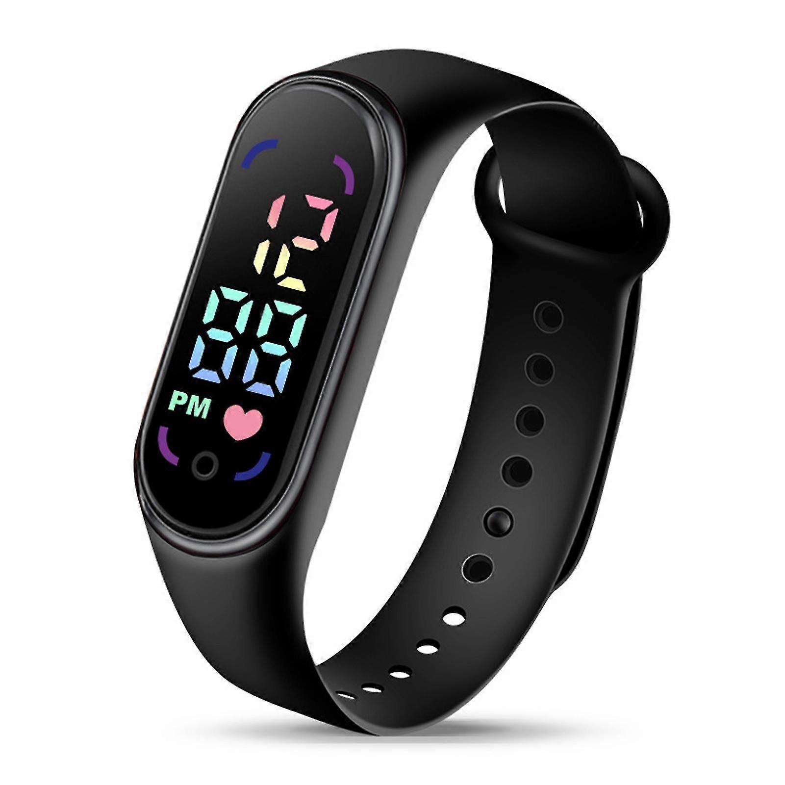 Estudante Crianças Relógio Eletrônico Moda Pulseira Esportiva à Prova d'Água com Display LED Discagem Arredondada Pulseira de Silicone Ajustável Relógio Digital