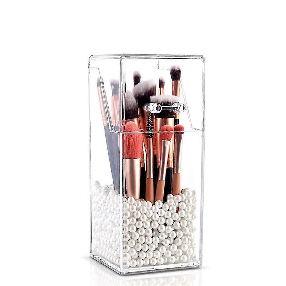 Clear Acrylic Makeup Brushes Holder for Dresser Storage, Organized Vanity Display, Durable Clear Material, Multi-Compartment Design