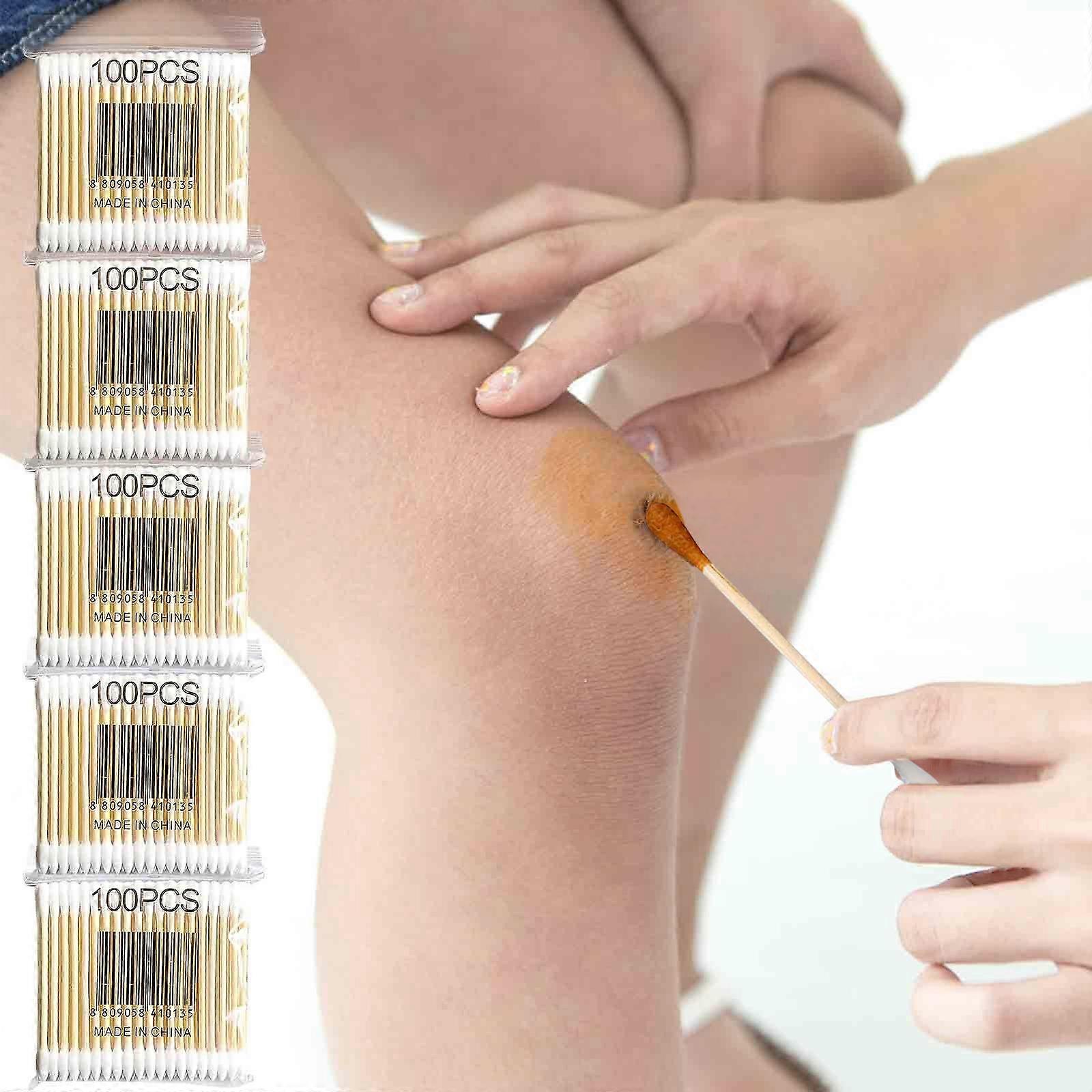 100 Soft Bag Wood Stick Double Swab Sanitary Swab