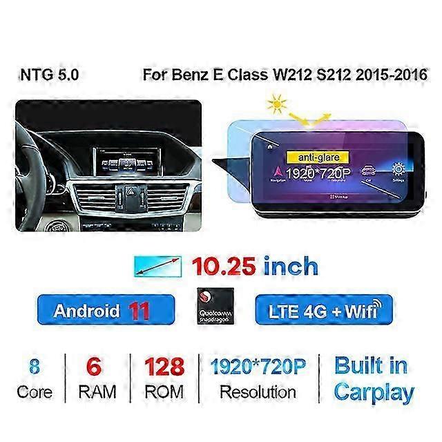 10.25"/12.3" Android 11 Qualcomm 6+128G Car Multimedia Player GPS Radio for Mercedes Benz E Class W212 E200 E230 E260 E300