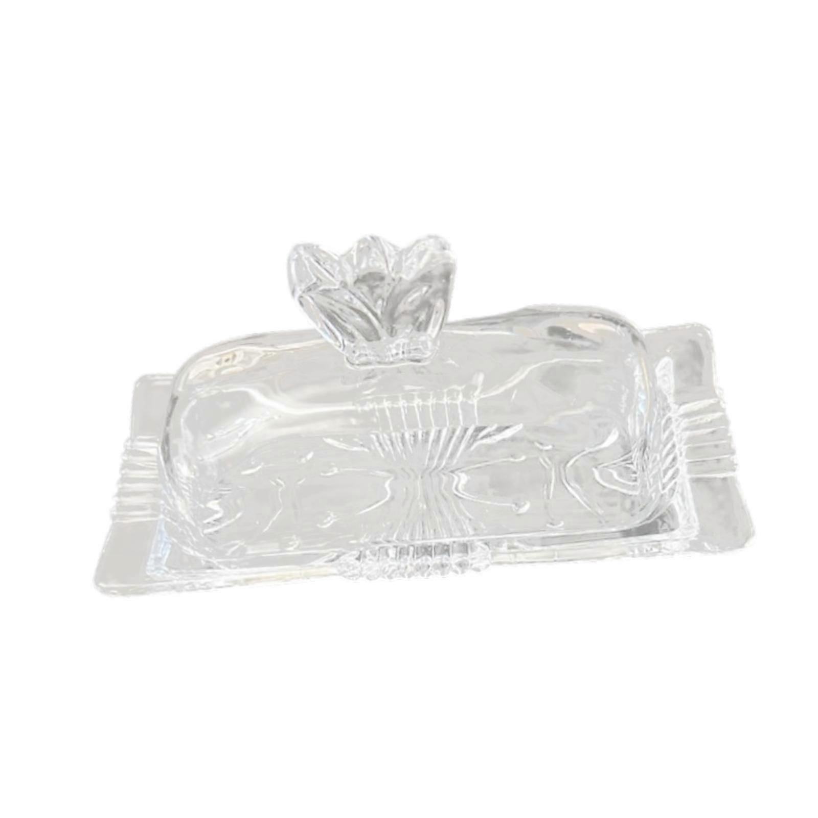 Clear Butter Tray with Cover Dustproof for Refrigerator Counter Dining Table