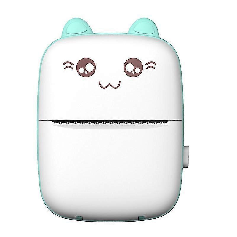 Mini Photo Printer, Thermal Label Printer With Usb Recharge Portable Bluetooth(white-green)