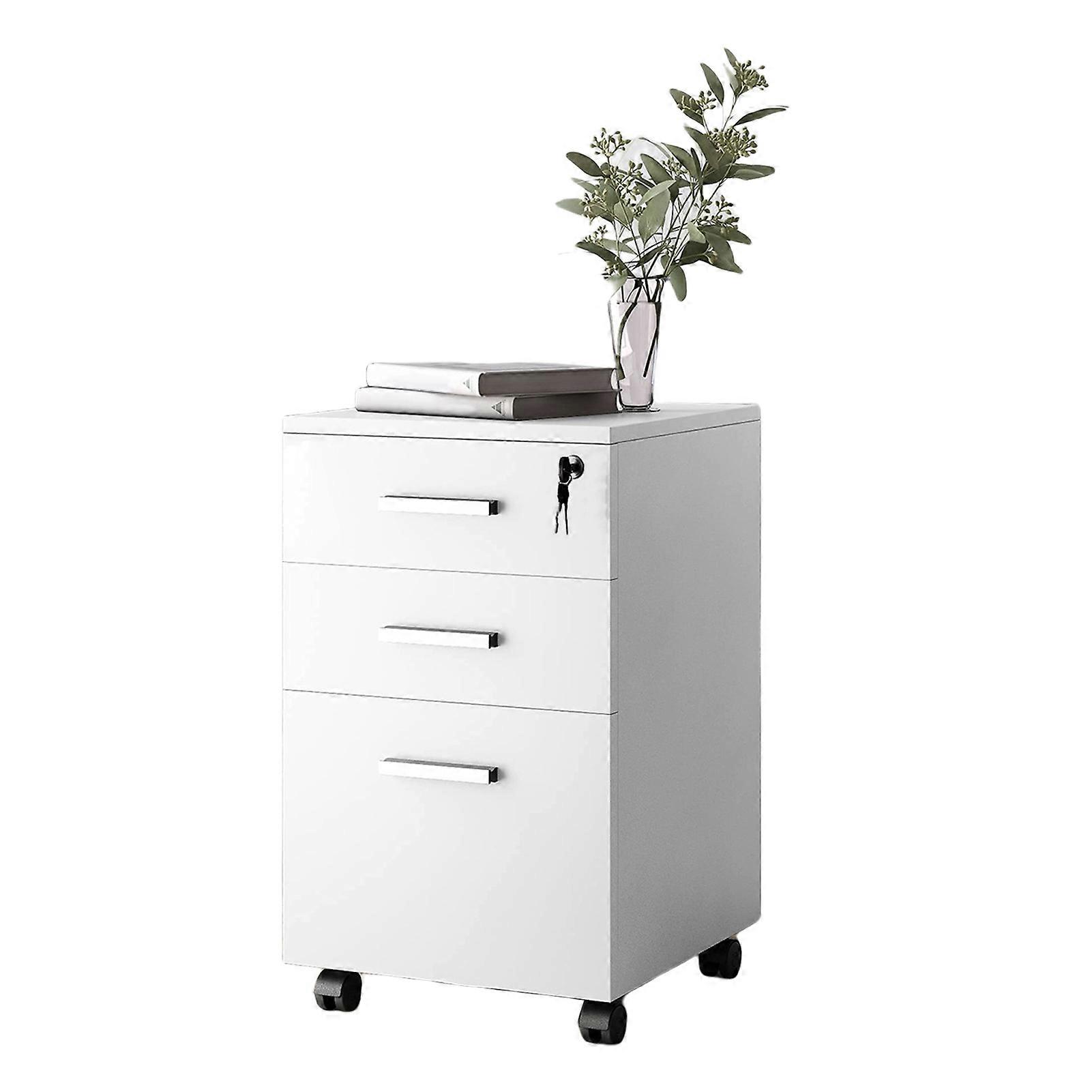 3 Drawer File Cabinet, Mobile File Storage 360 Degree Casters