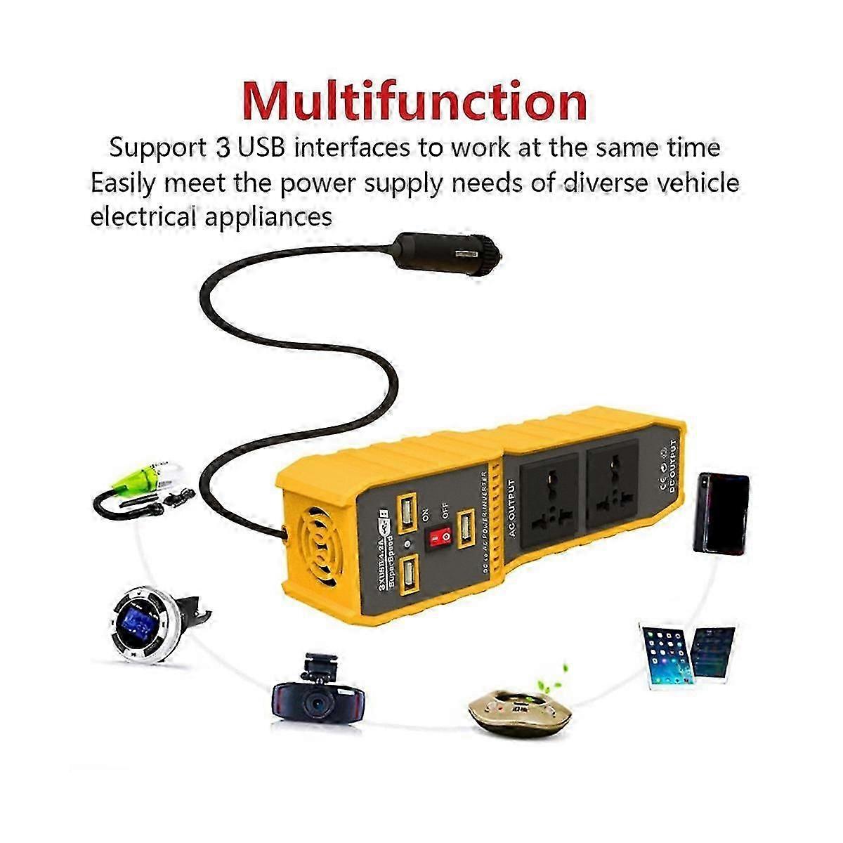 400W Car Power Inverter 12V 220V Sine Wave Convertor Transformer 12V To 220V Inversor LED Display 3