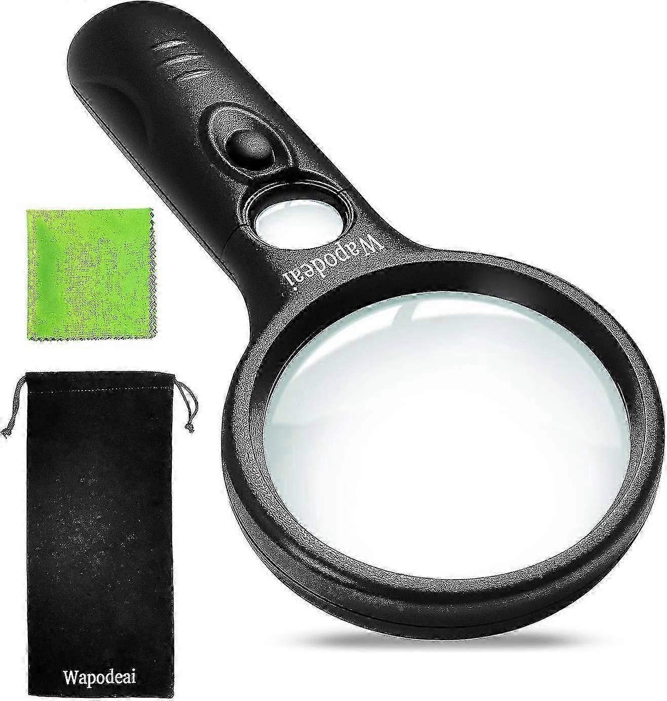 Magnifying Glass With Light, 3x 45x Magnification, Led Hand Held Magnifier, Suitable For Reading, Jewelry, Crafts, Inspection, Science (black)