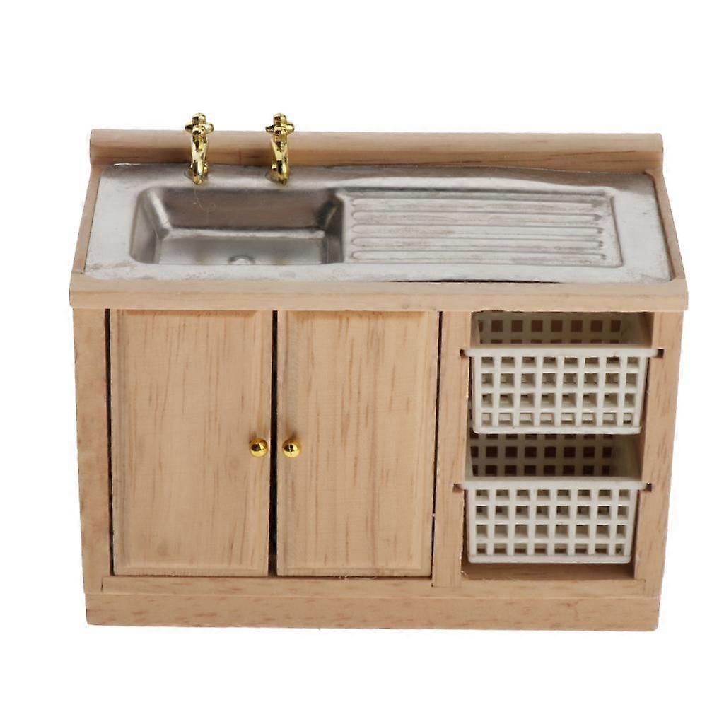 木製家具キッチン食器棚洗面台キャビネット1/12ドールハウスオーナメント用