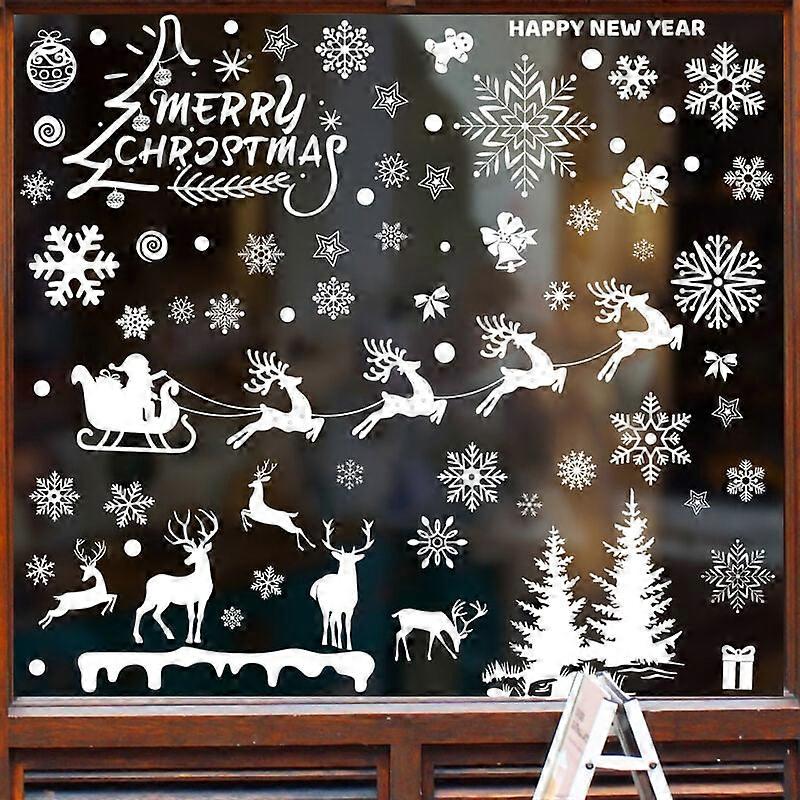 Christmas Window Clings For Smooth Surface Application, Elegant White Snowflakes With A Double Sided Design, Reusable PVC Material Christmas