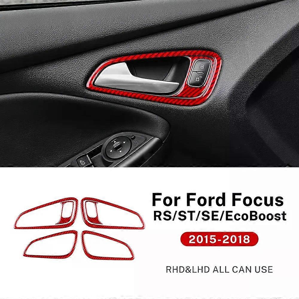 Real Soft carbon Fiber Sticker compatible for compatible for d Focus SE RS ST Ecoboost 2015 2016 2017 2018 LHD RHD Car Inner Door Handle Panel Trim
