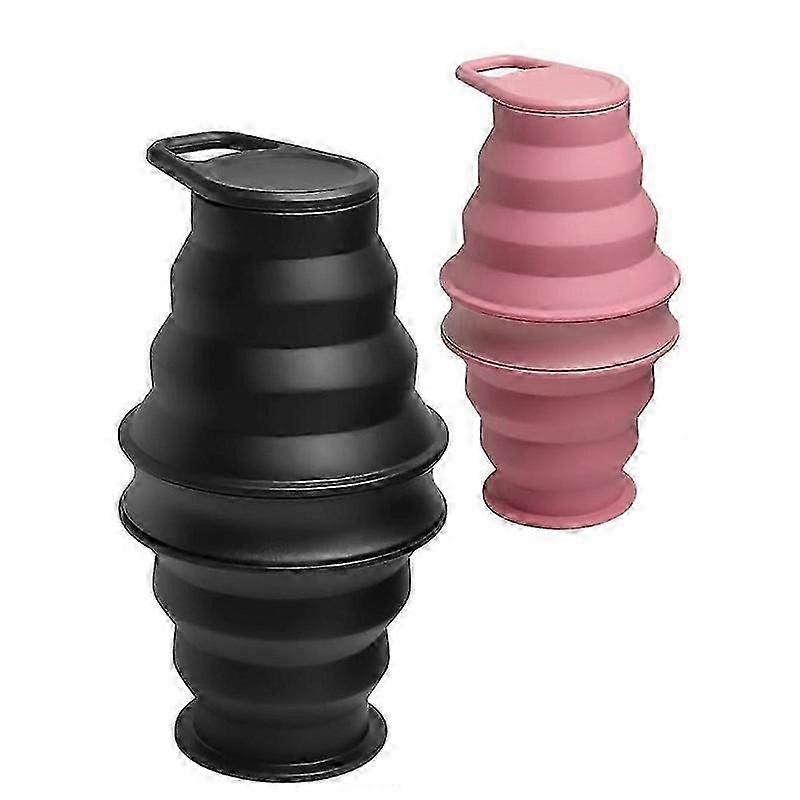 2PCS Collapsible Water Bottles 17 Oz Free Leak Proof Foldable Silicone Bottle with Anti-Collapse Ring