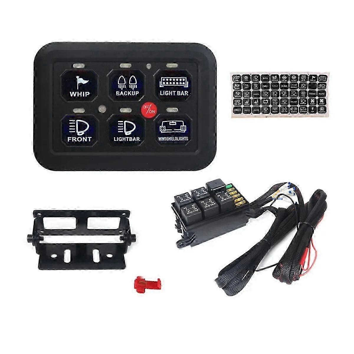 LED 6 Gang Switch Panel Circuit Control Relay System Box Slim Touch Control Panel for Boat UTV Cara