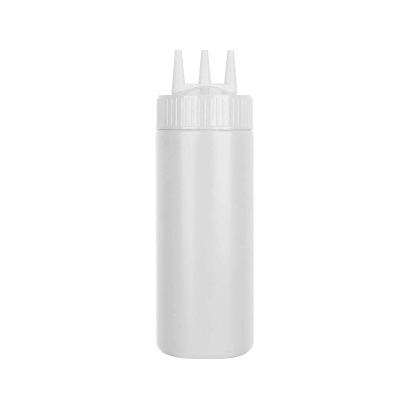 3-nozzles Squeeze Sauce Bottles Sauce Seasoning Pots Salad Bottles Squeeze Bottles Jam Bottles Salad Bottles PE Material  White