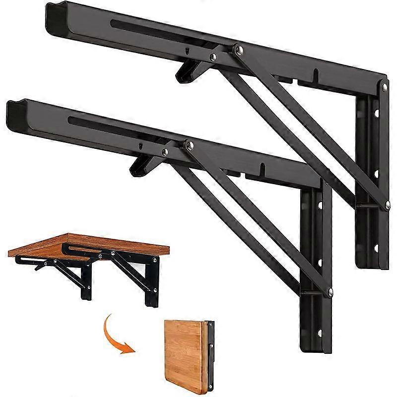 Zihaisheng Folding bracket 350mm, 2-piece black foldable console bracket, foldable shelf bracket load, heavy-duty foldable and expandable console brac
