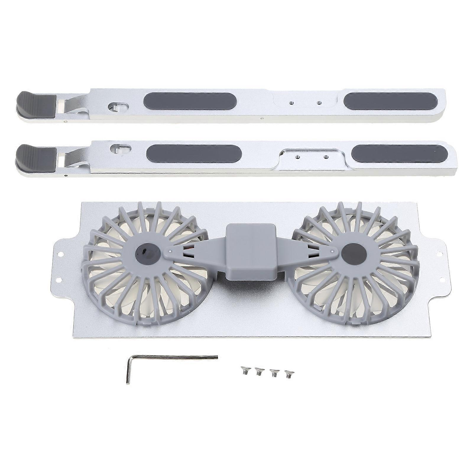 Boneruy Foldable  Laptop Extension Rack with Cooling Fans Holder Notebook Pad Bracket Riser Cooler  silver