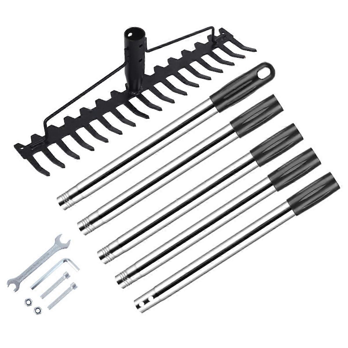 17 Steel Teeth Metal Head Rake Soil Scarifier with Steel Handle