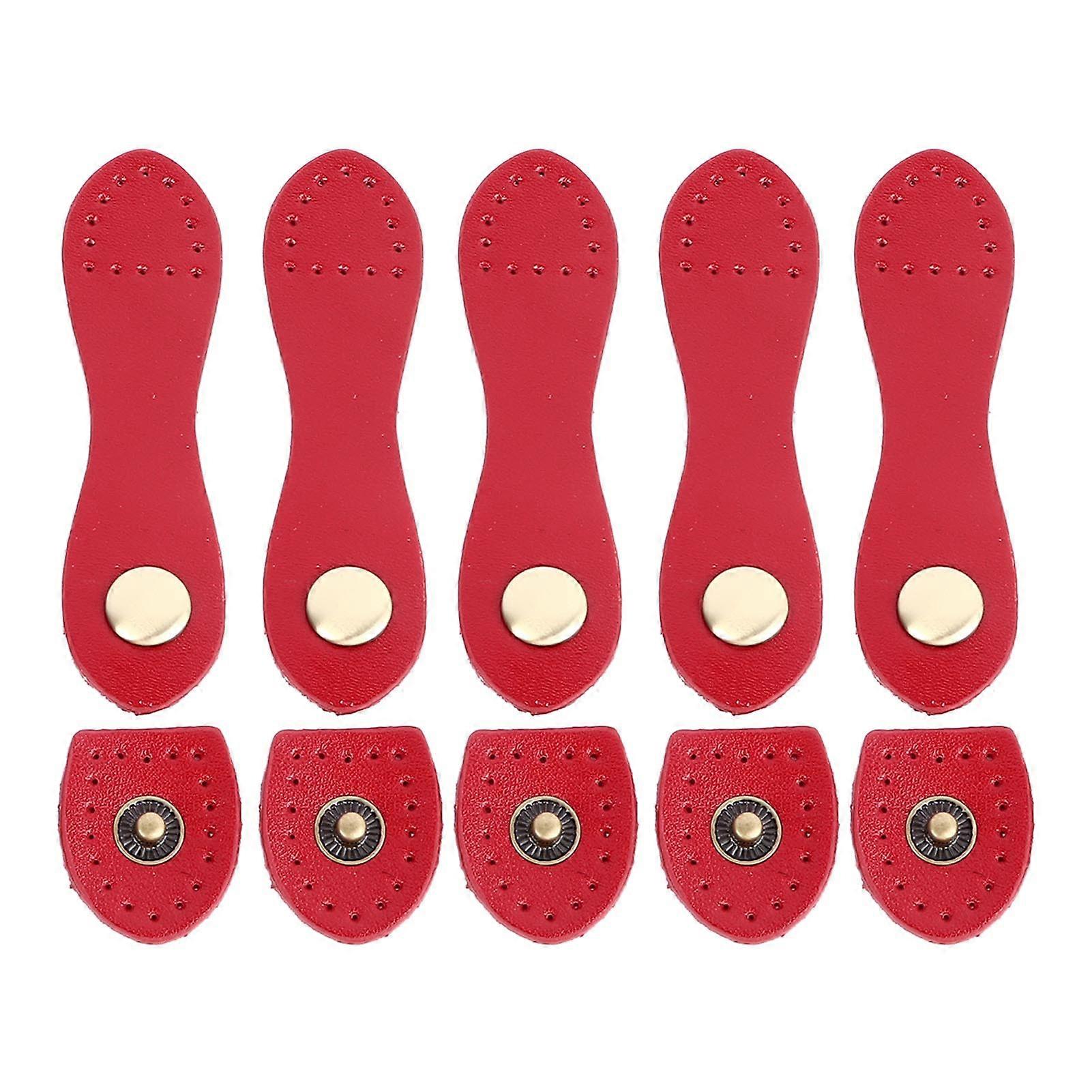 Lot de 5 boucles à pression en cuir souple, à coudre soi-même, pour sacs à main, sacs à bandoulière, porte-monnaie, accessoire en laiton antique rouge