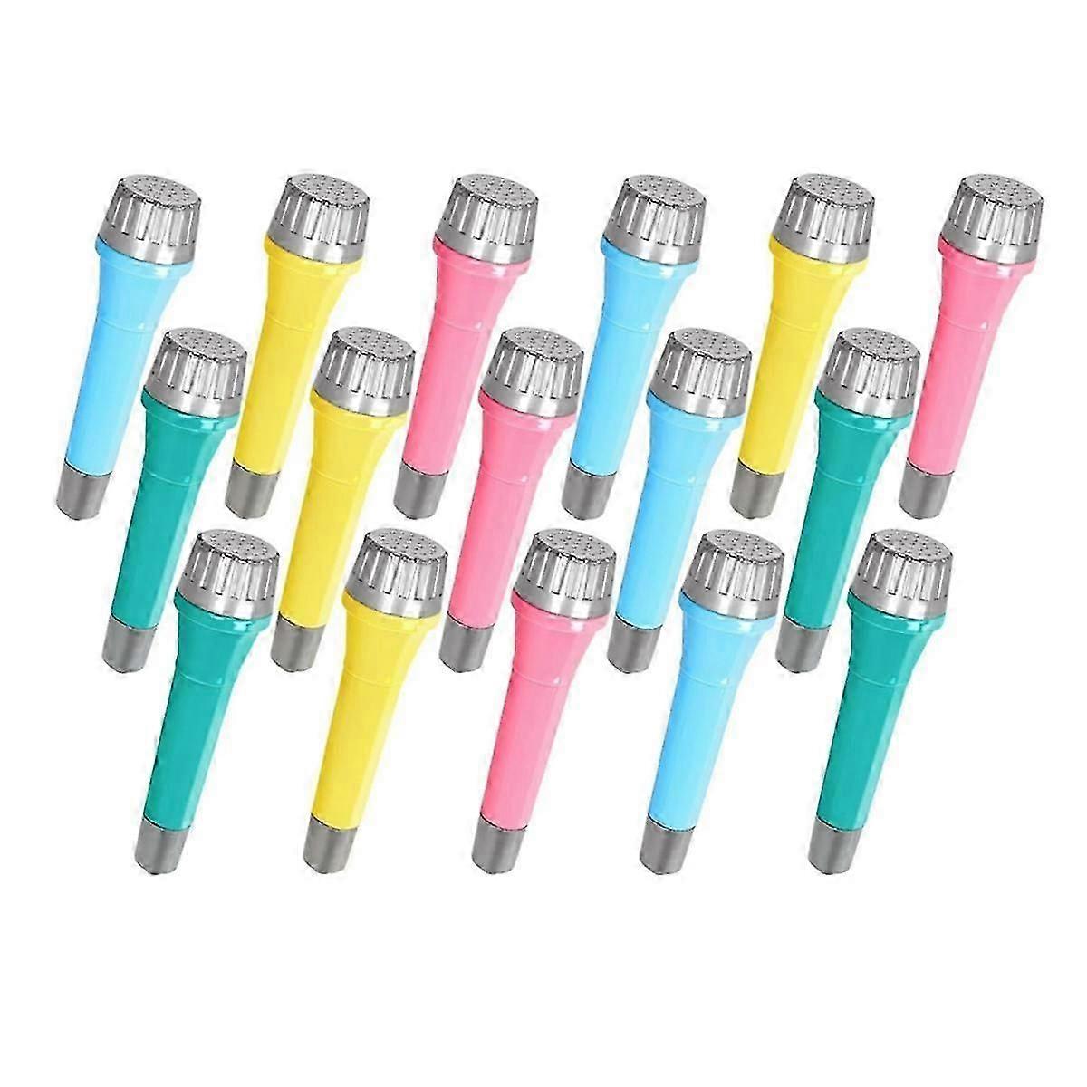 16 Pack Plastic Toy Microphones, Colorful Fake Microphone for Goody Bag Fillers and Birthday Favors