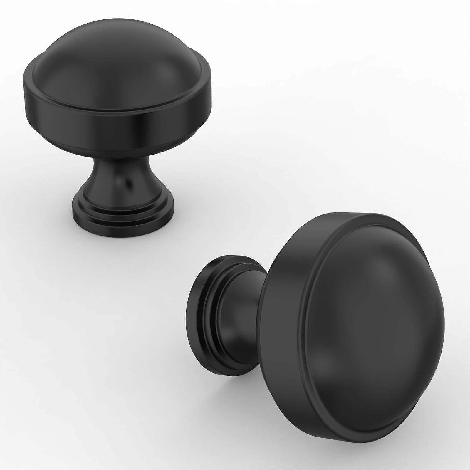 Matte Black Kitchen Cabinet Knobs 10 Pack Round Dresser Drawer Hardware Zinc Knobs for Modern Cabinets