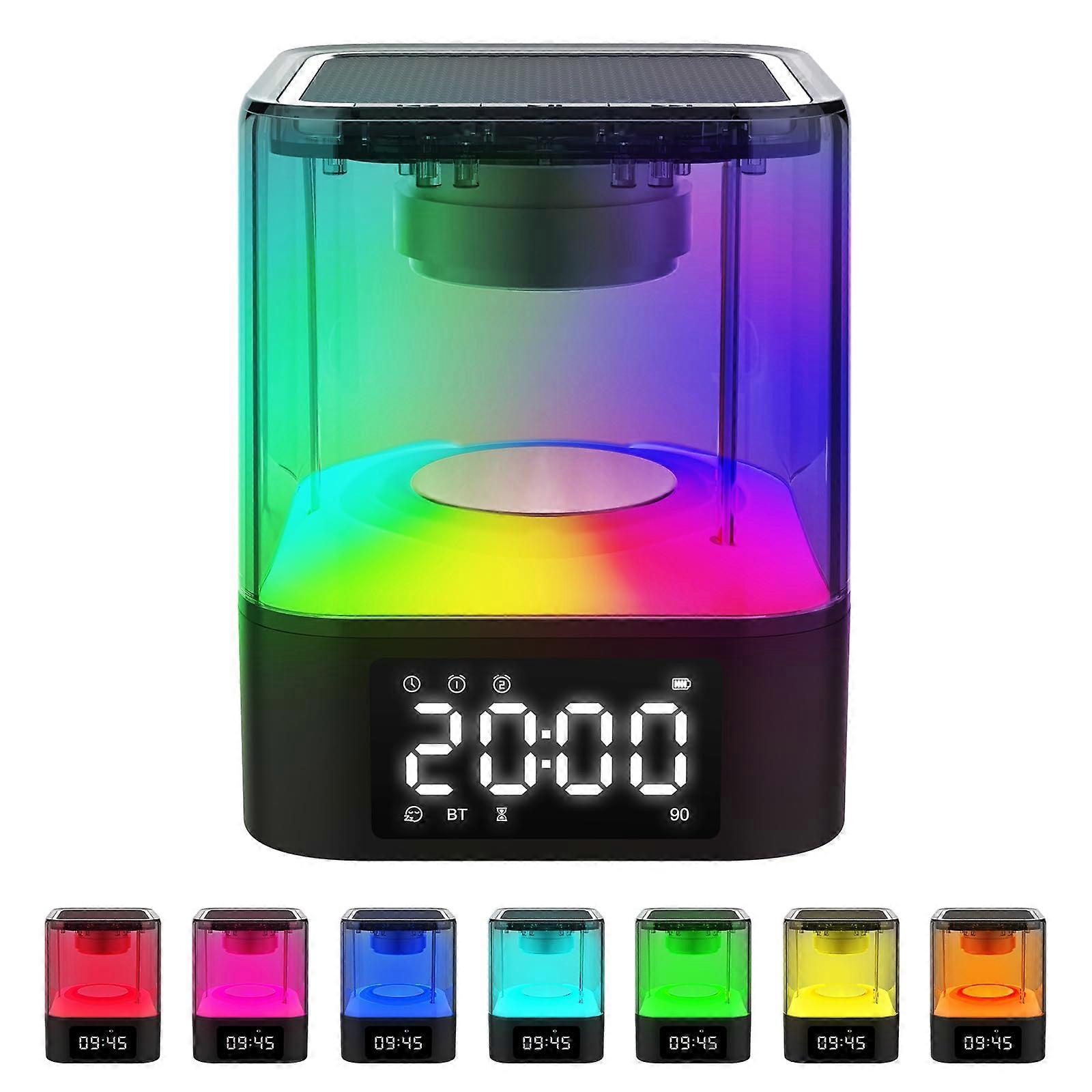 Night Lamp Bluetooth Speaker with MP3 Player, Touch Control Bedside Light, Dual Alarm Clock, White and RGB Color Options