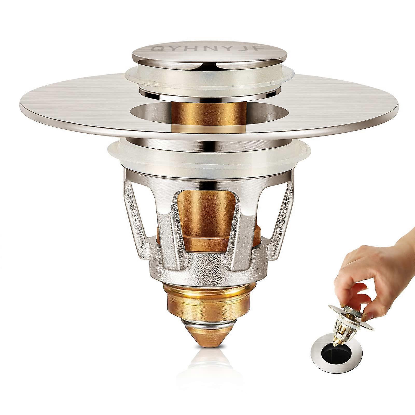 Bathroom Sink Stops Brushing Nickel, Pop Up drainage Stop for Bathroom Sink, 2 of sink stopper