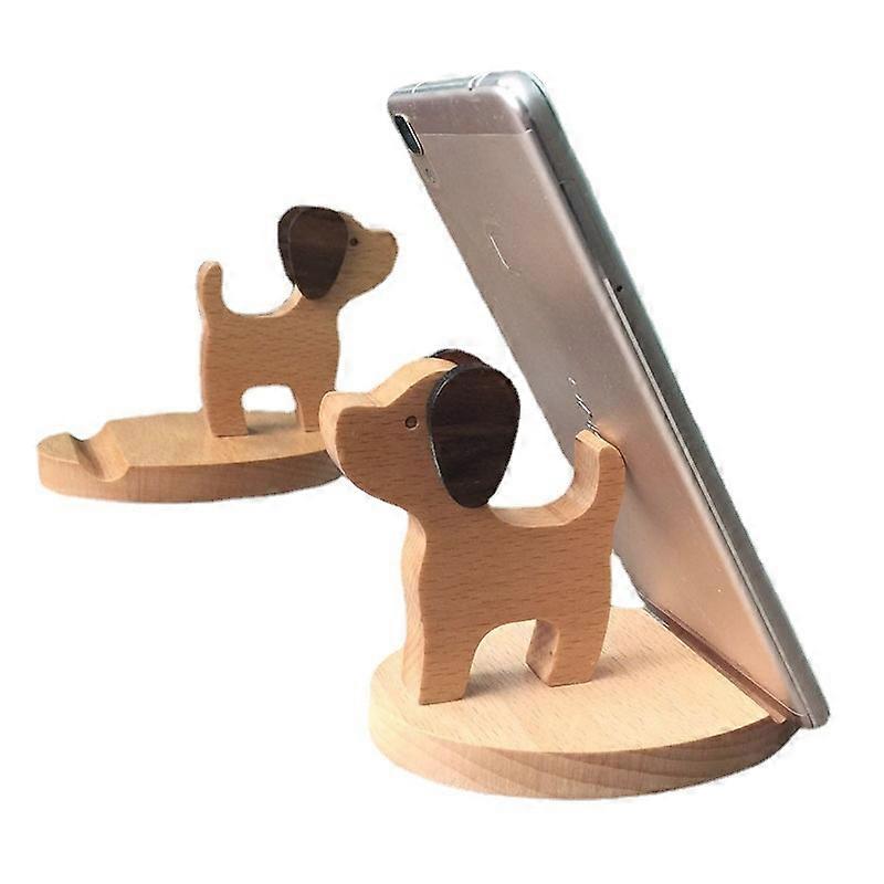 Wooden Mobile Phone Bracket Beech Lazy Mobile Phone Holder,Style: Puppy Puppy