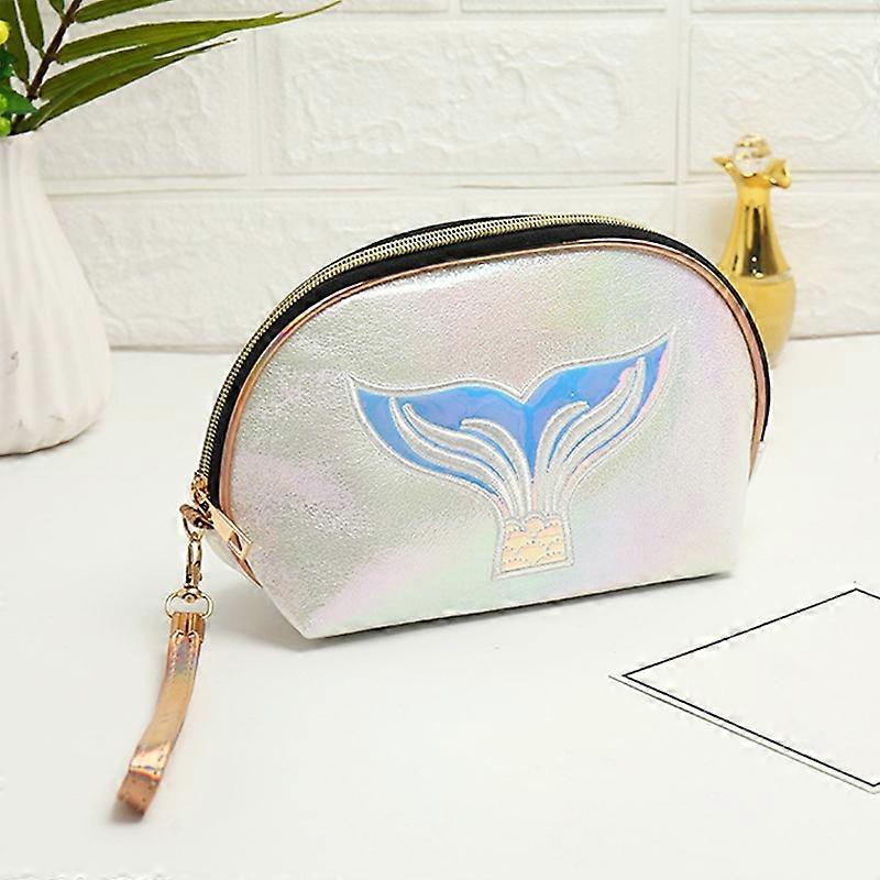 Semicircle Cartoon Fishtail Laser Makeup Toiletry Bag