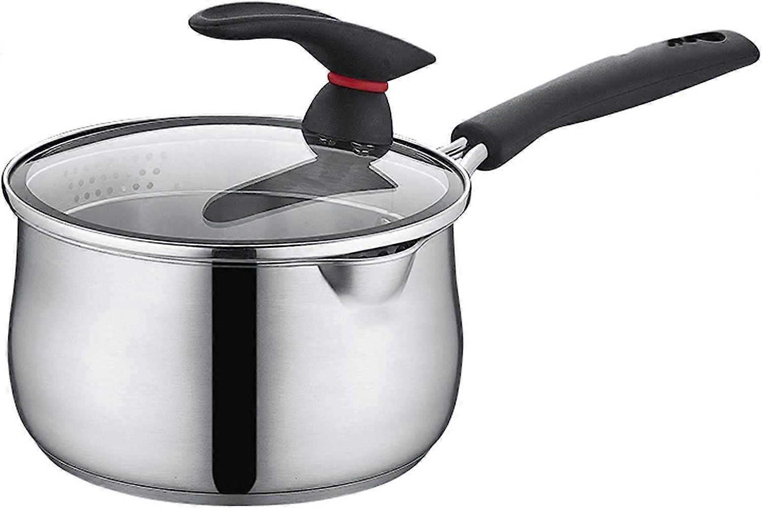 Nonstick Milk Pan Stainless Steel with Lid NonStick Small Soup Pan 14cm