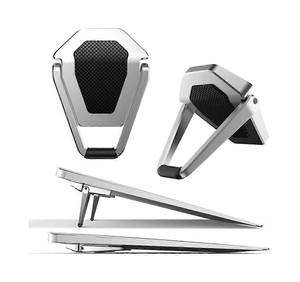 Laptop Stand Portable Invisible Aluminum Alloy Cooling Pad, Ergonomic Mini Design for Laptops, Silver Color