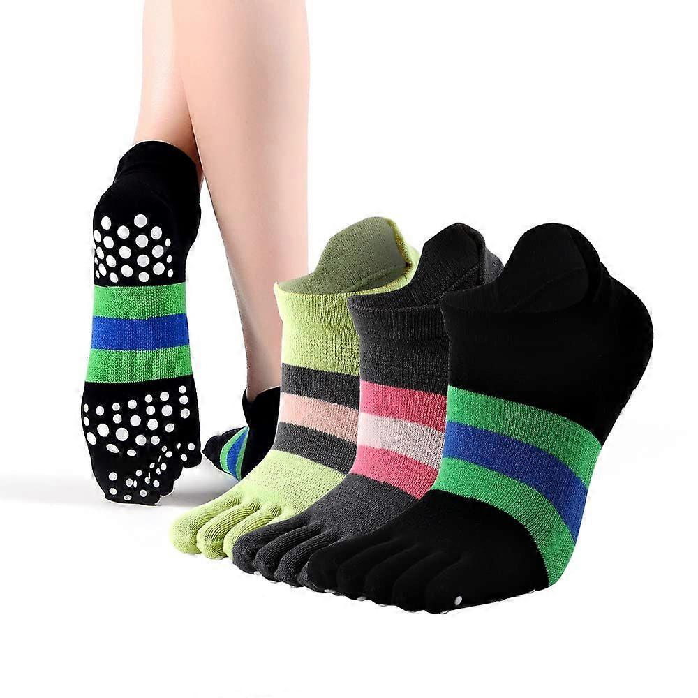 Women's running yoga non-slip toe socks, suitable for running, Pilates, ballet, fitness 3 pairs