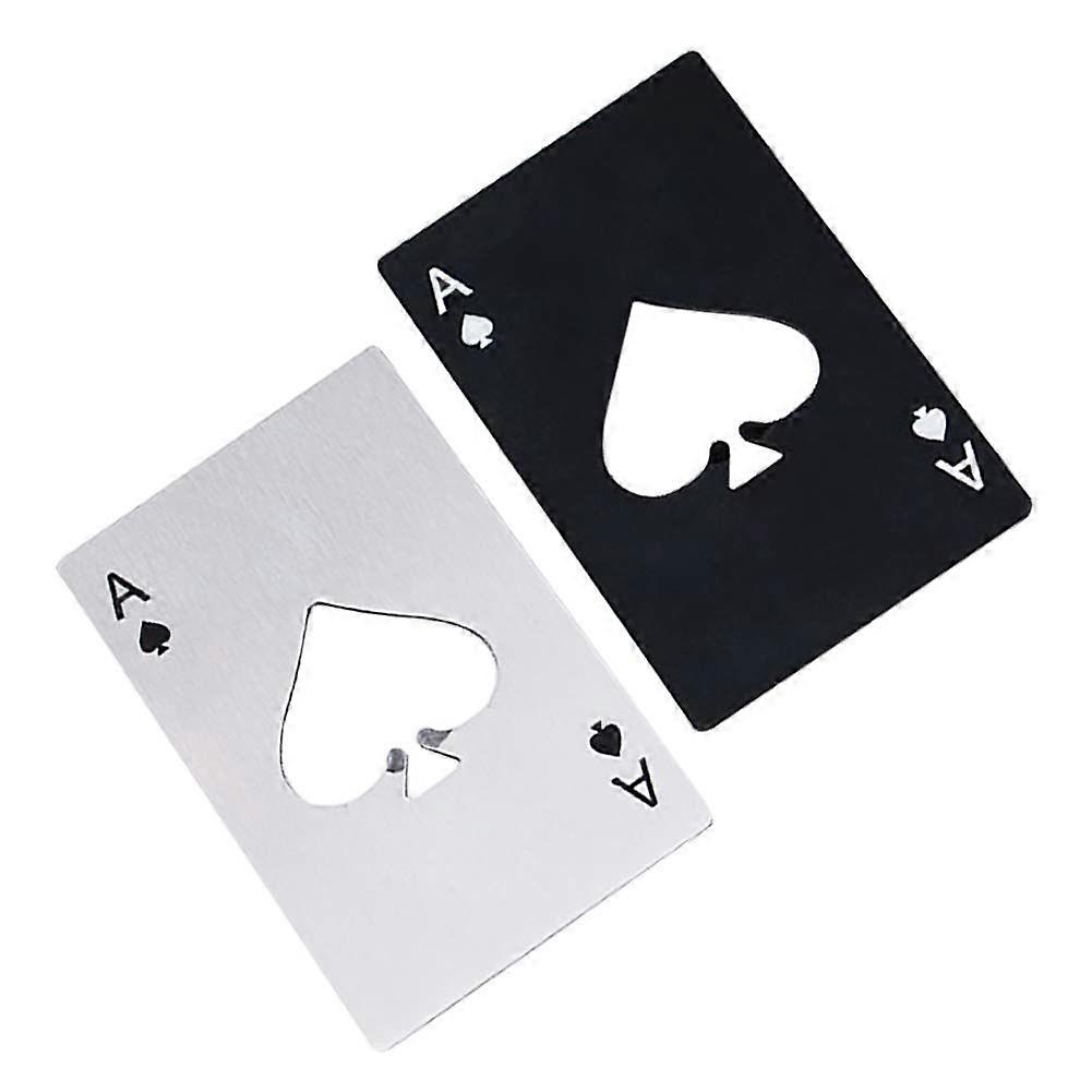 Ace Of Spades Bottle Opener Credit Card Size Pocker Cap Opener Portable Stainless Steel Can Opener (2 Pack Black Silver)