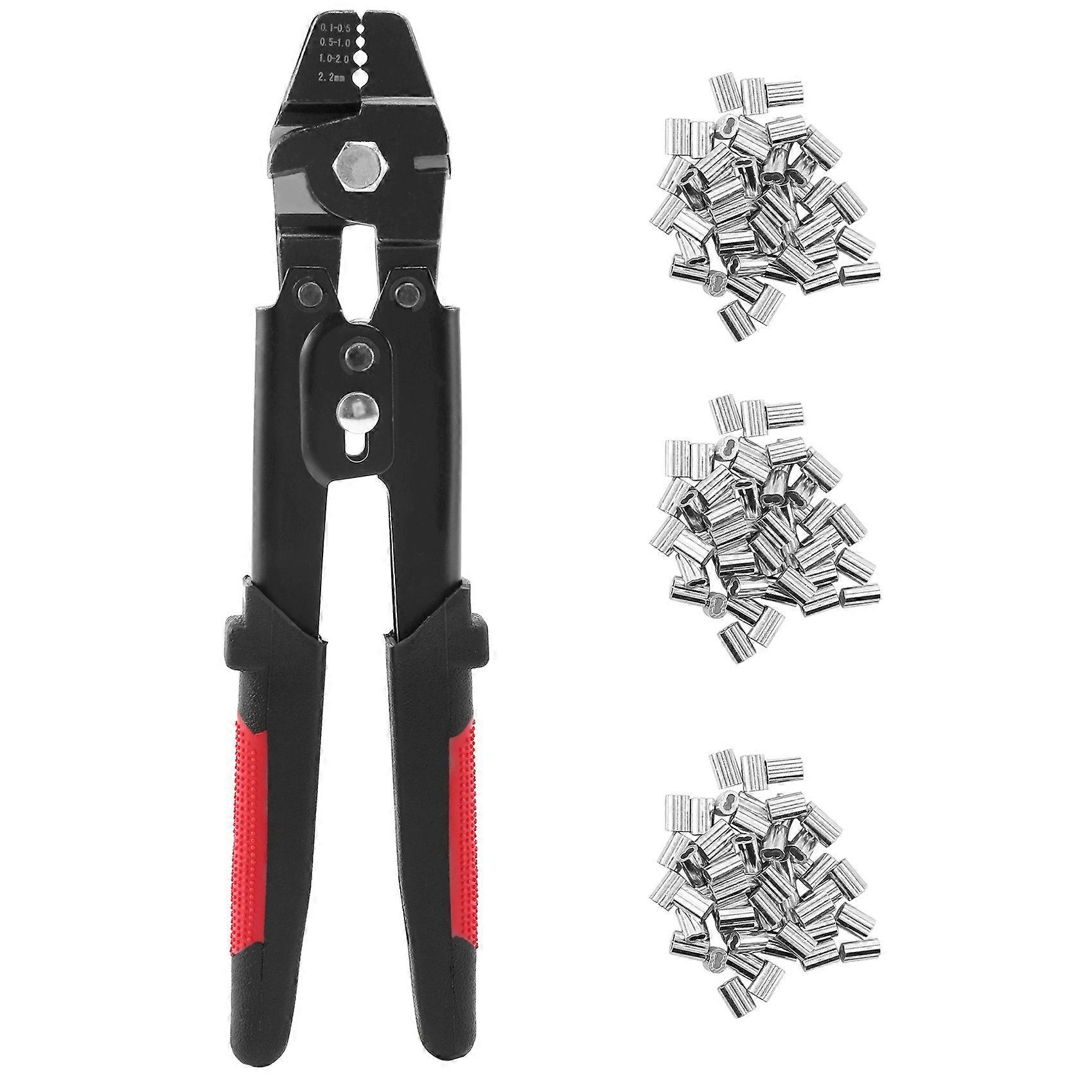 Wire Rope Crimping Tool Wire Rope Swager Crimpers Fishing Plier with Crimp Sleeves Kit