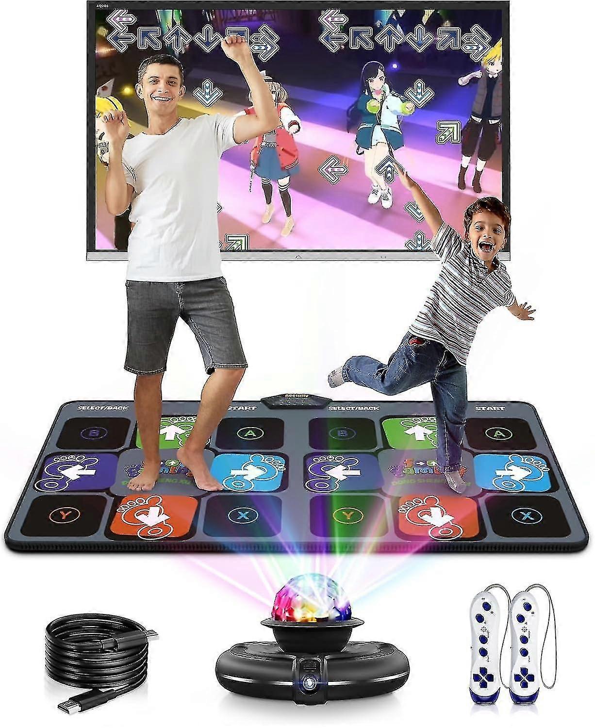 Flannel Dance Mat, Interactive Dance Pad for TV with HD Camera & Wireless Controllers, Perfect for A