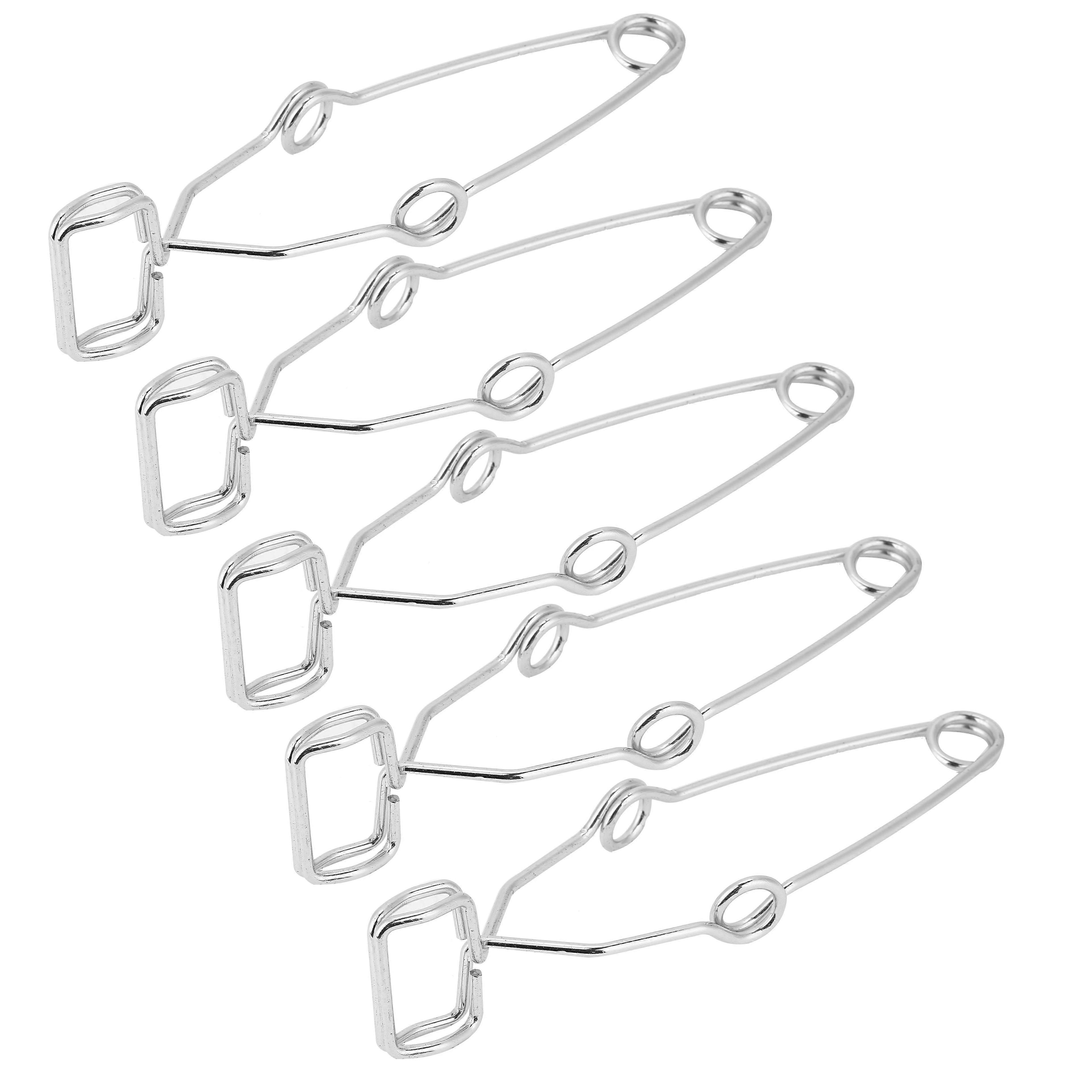 Set of 5 steel test tube clips for laboratory