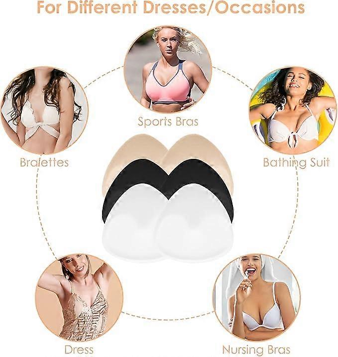 Triangular Breathable Bra Removable Comfortable Inserts for Women Girls 3 Pairs Bra Inserts