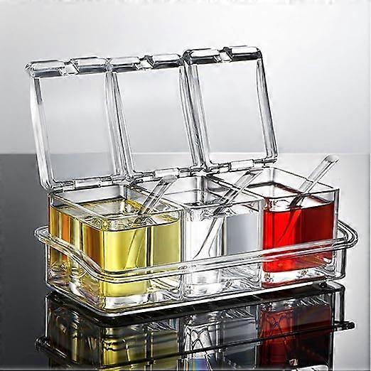 Storage Container Condiment Jars for Spice Salt Sugar Liquid  Seasoning Rack Spice Pots Transparent Seasoning Box