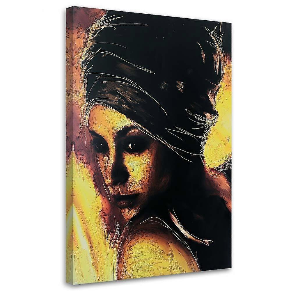 Impression sur toile, Portrait d’une femme réfléchie - 70x100
