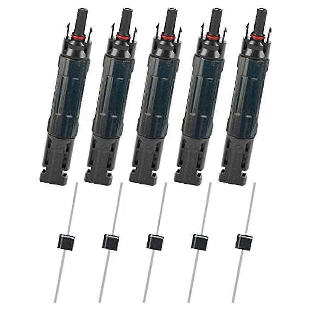 5 PCS PV Solar Panel Connector Male/Female 15A Built-In Diode Inline Fuse Solar Wire Connectors Wat