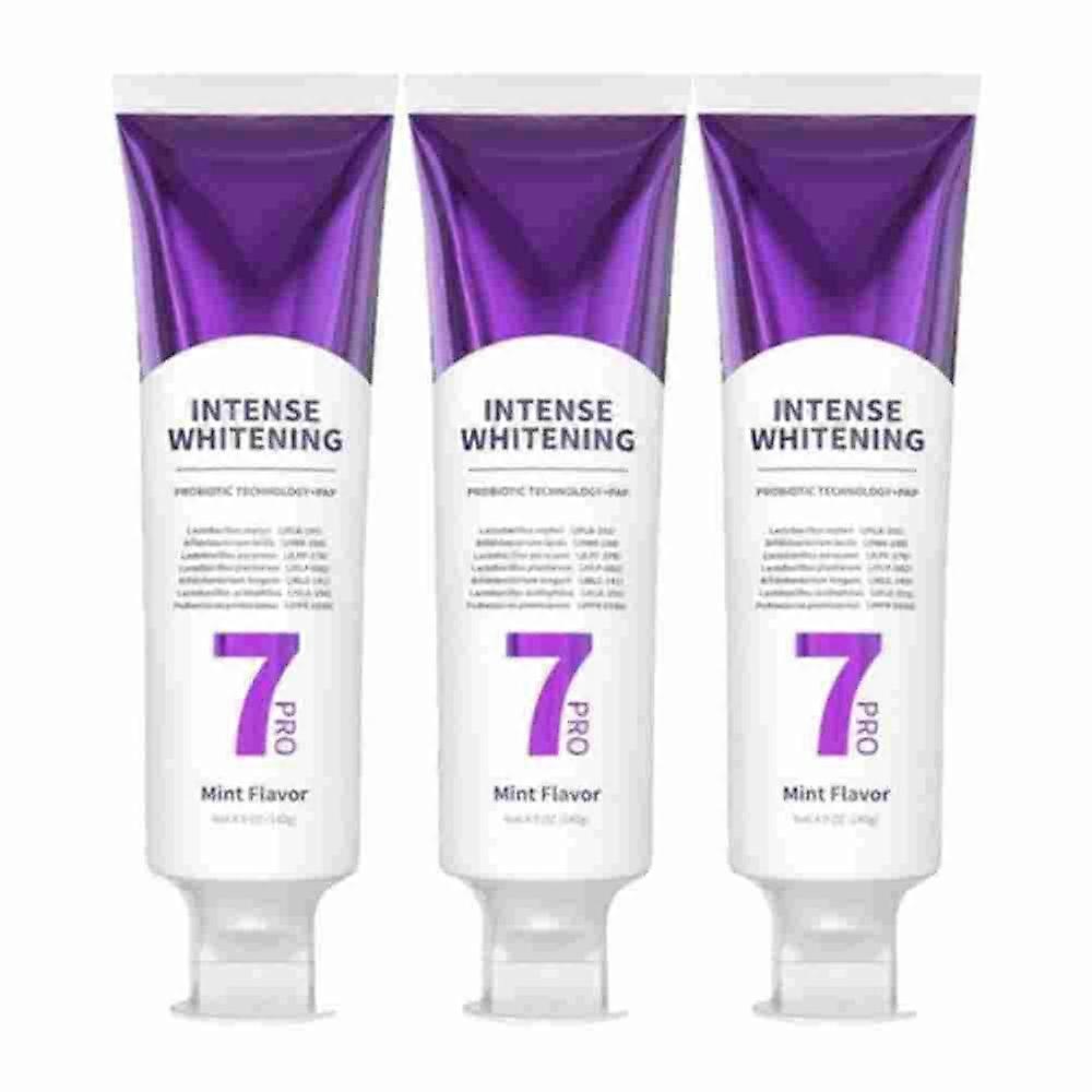 3x معجون أسنان مكثف 7-Pro ، معجون أسنان مبيض مكثف 7PRO مع 7 بروبيوتيك