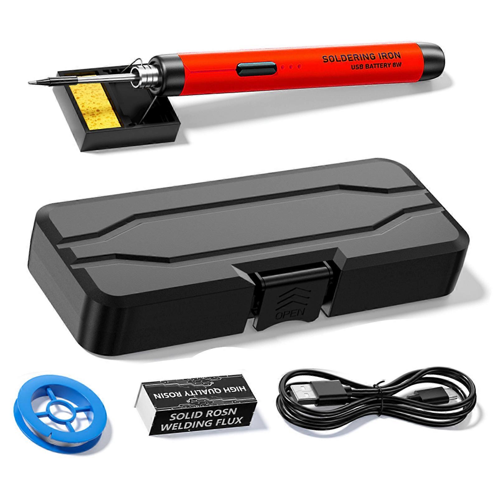 Portable Soldering Iron,Wireless Electric Soldering Iron Rechargeable Temperature Adjustment Welding Tool Red