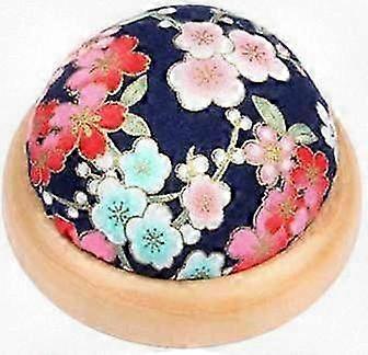 Round Needle Pincushion with Wooden Base for Sewing Needles Holder, Suitable for Various Sewing Projects (Color #6)