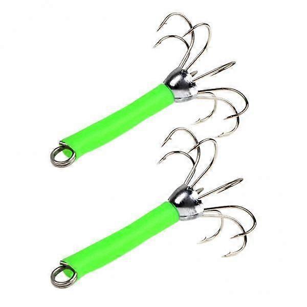 10-Pack Professional Squid Fishing Hooks - Emerald Green