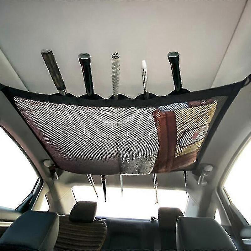 Woven Mesh Car Ceiling Cargo Net Bag - Car Roof Adjustable Interior Cargo Net