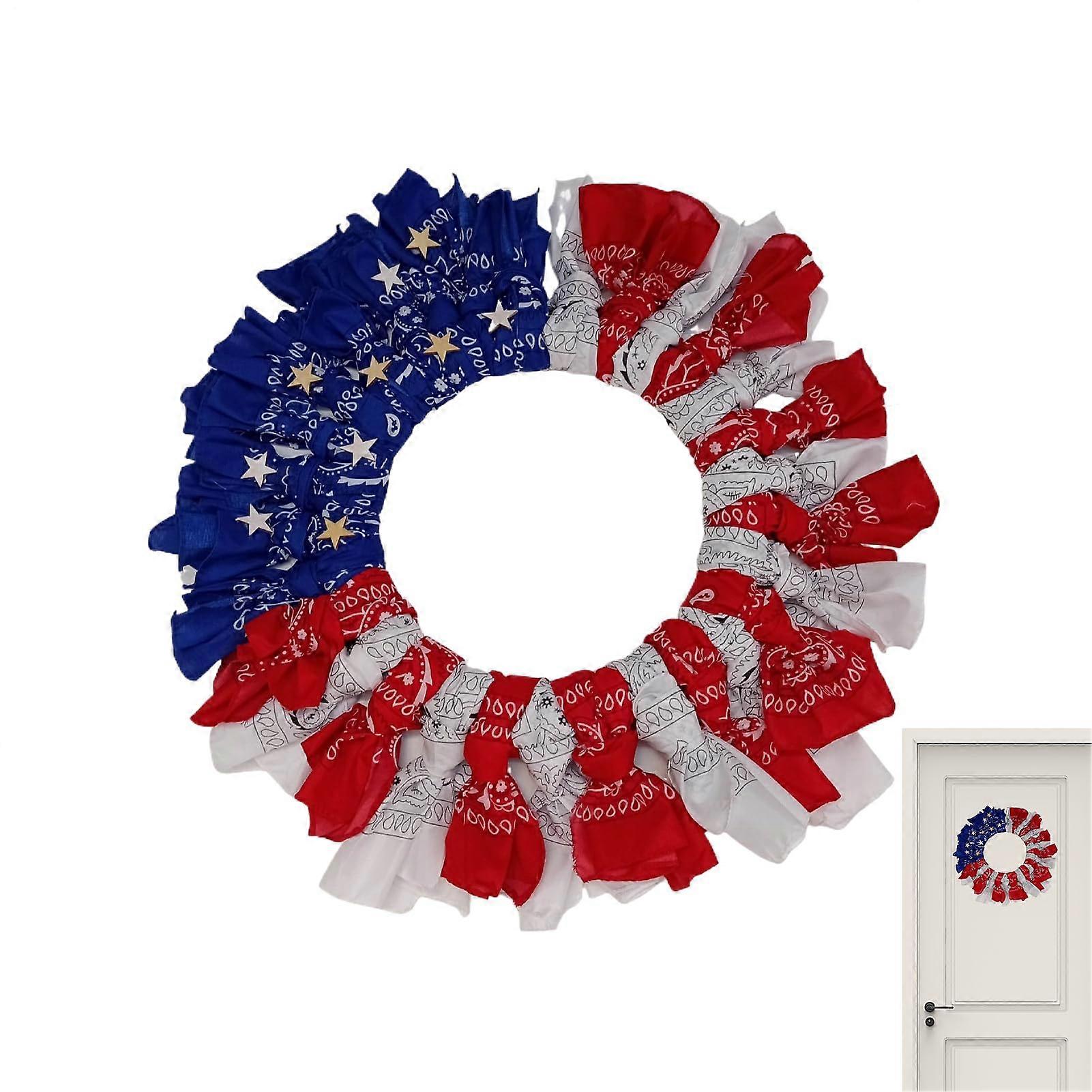 Patriotic Garland for the 4th of July – Patriotic Burlap Garland  Touch Soft Foam for Summer  Memorial Day