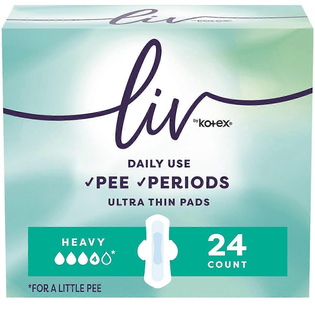 Liv By Kotex Period & Pee Heavy Absorbency Ultra Thin Pads - 24ct