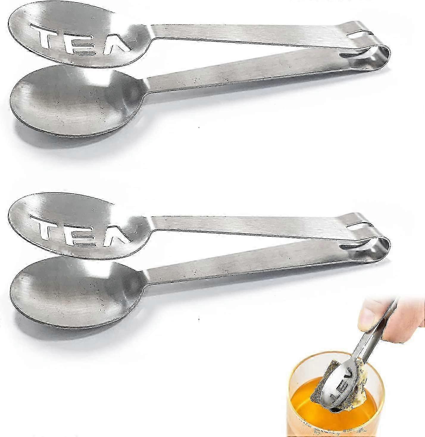 Tea Bag Squeezer Tongs - Mini Clip for Bar Ice Cubes (2pcs)